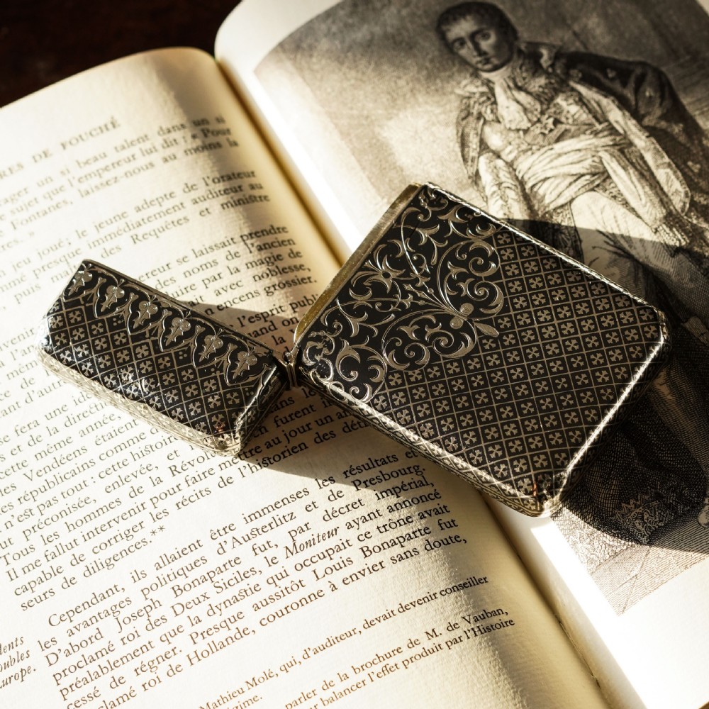 Antique Solid Silver French Niello Cigarette Case - 19th c. View XI