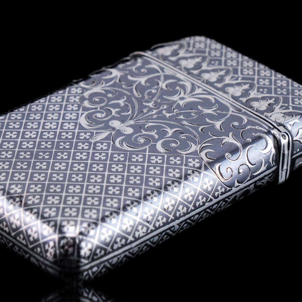 Antique Solid Silver French Niello Cigarette Case - 19th c. View XVI