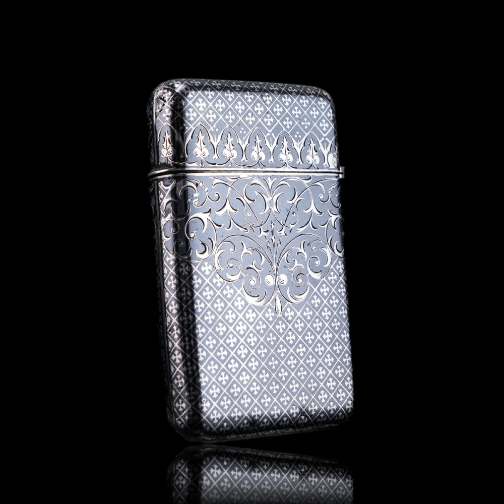 Antique Solid Silver French Niello Cigarette Case - 19th c. View XVII
