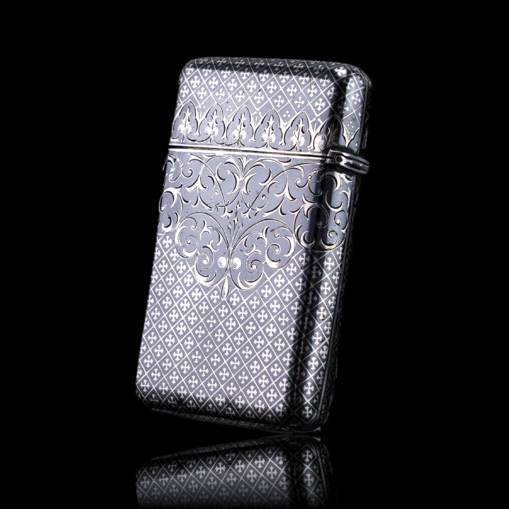 Antique Solid Silver French Niello Cigarette Case - 19th c. View XVIII