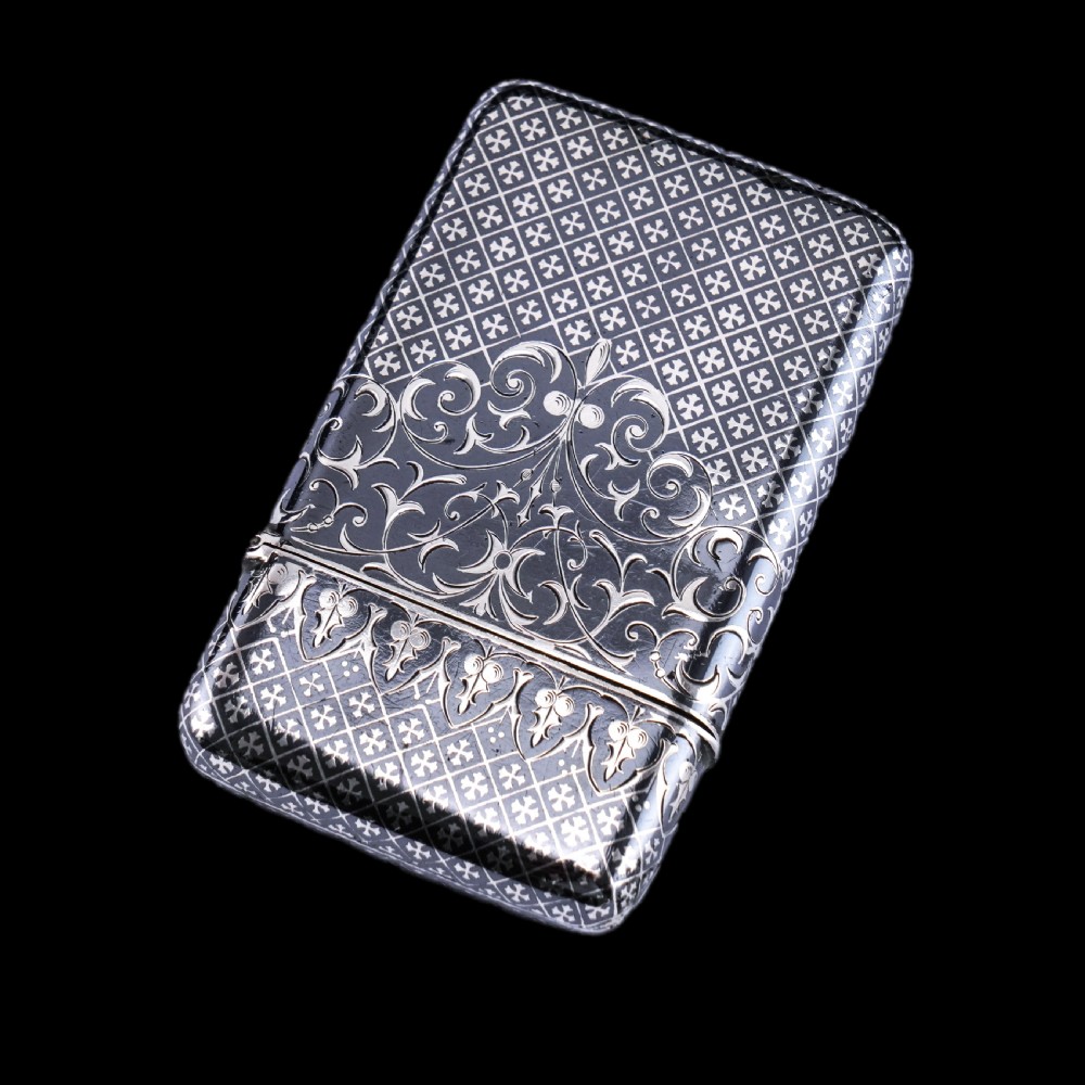 Antique Solid Silver French Niello Cigarette Case - 19th c. View XX