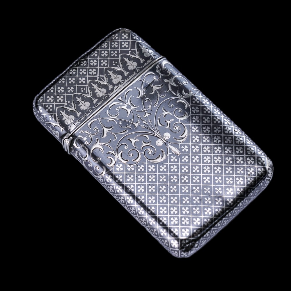 Antique Solid Silver French Niello Cigarette Case - 19th c. View XXII