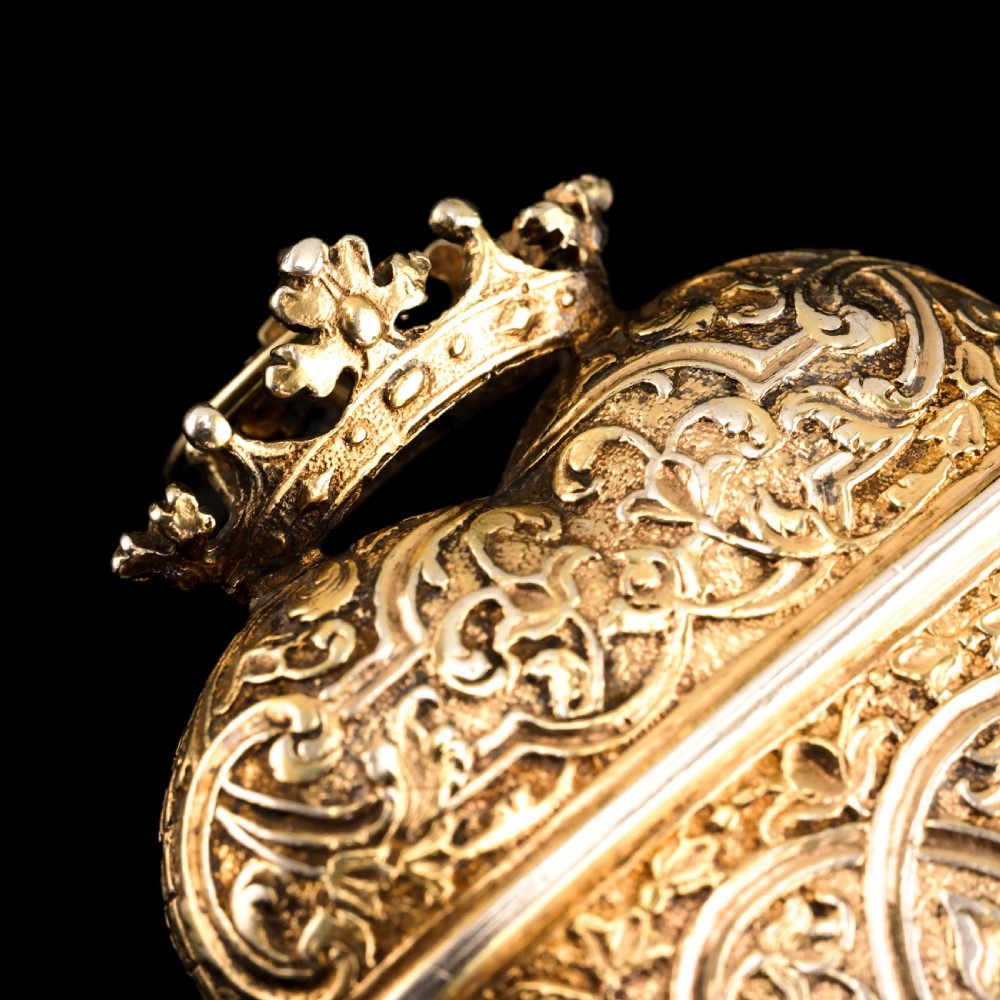 Antique Solid Silver Gilt Box Vinaigrette Heart Shaped - 18th Century View VII
