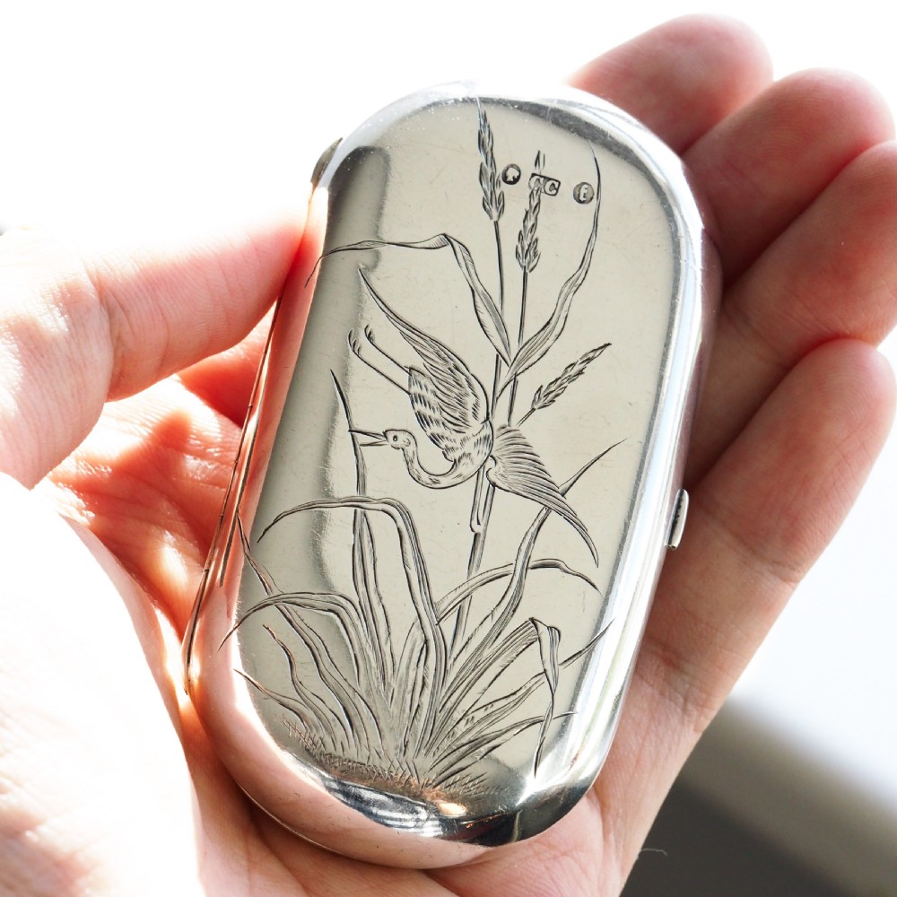 Antique Victorian Solid Silver Cigarette Case Aesthetic Style - Birmingham 1880 View XV