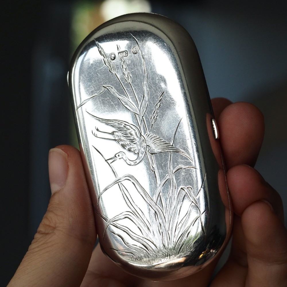 Antique Victorian Solid Silver Cigarette Case Aesthetic Style - Birmingham 1880 View XVII
