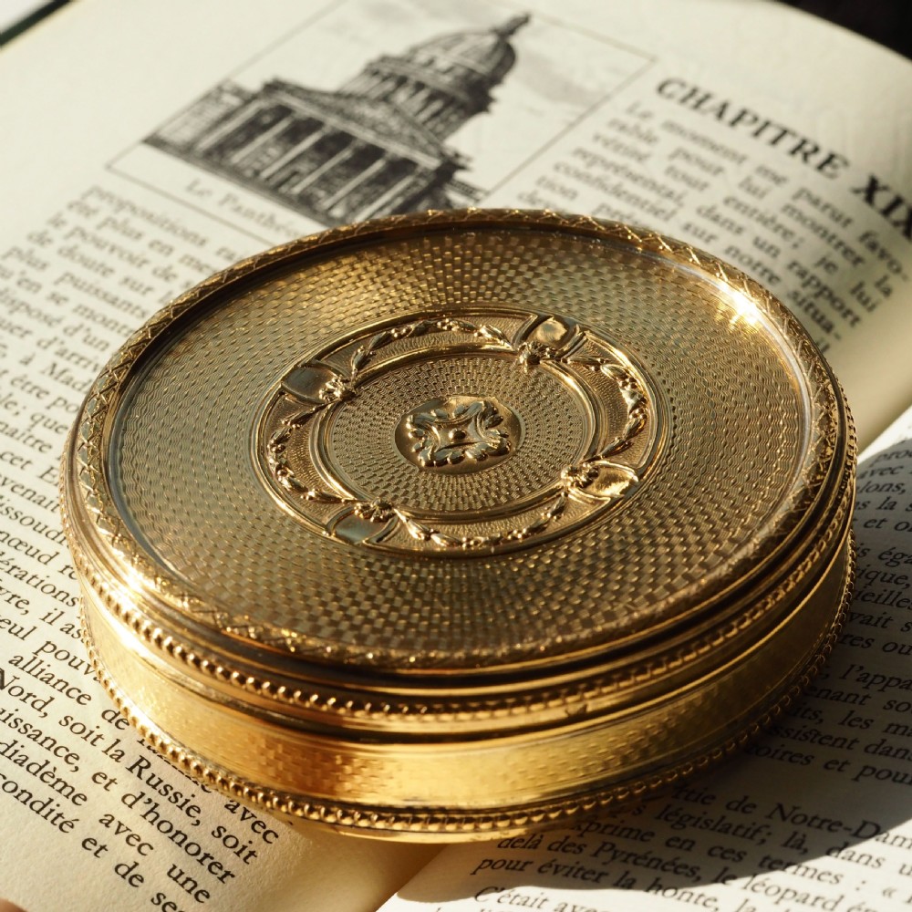 Antique French Large Solid Silver Gilt Circular Snuff Box/Tobacco Box - French 19th c. View IX