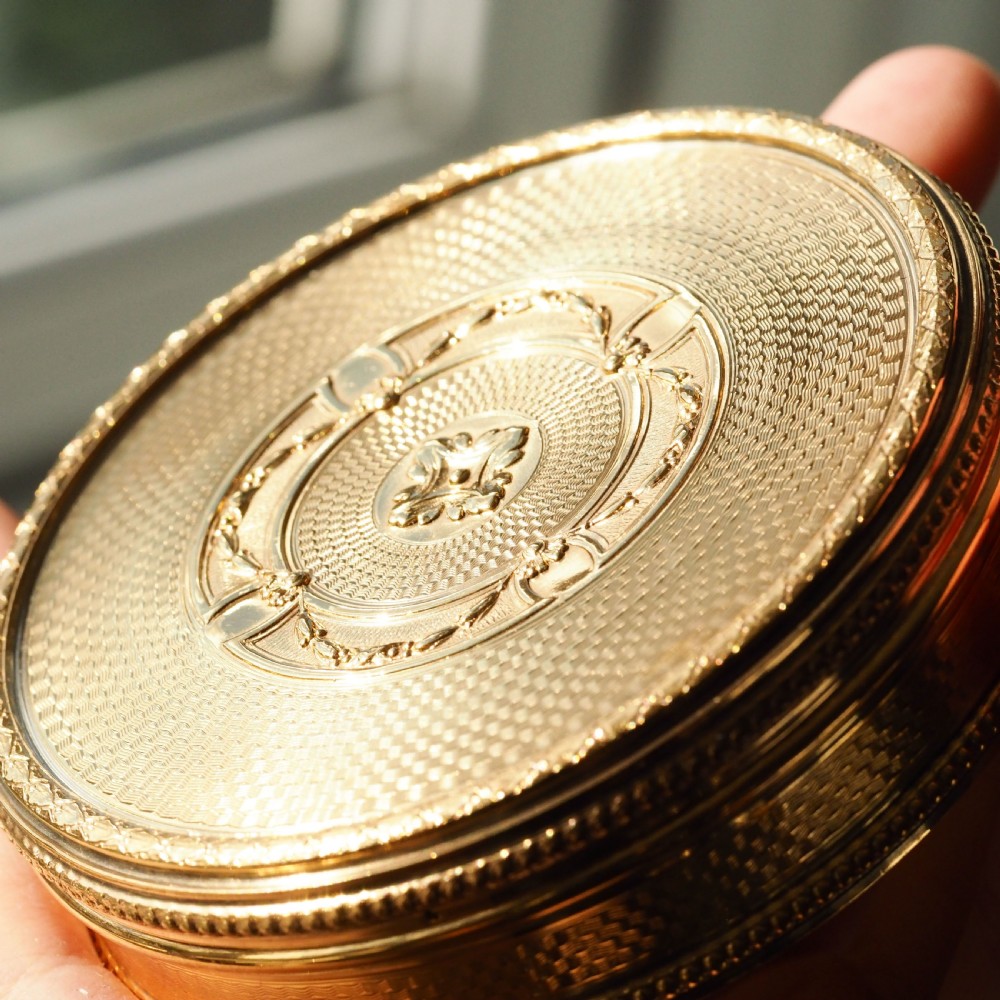 Antique French Large Solid Silver Gilt Circular Snuff Box/Tobacco Box - French 19th c. View X