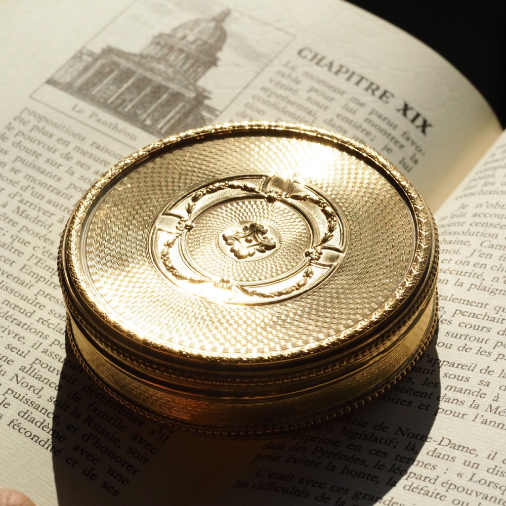 Antique French Large Solid Silver Gilt Circular Snuff Box/Tobacco Box - French 19th c. View XI