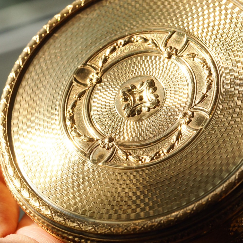 Antique French Large Solid Silver Gilt Circular Snuff Box/Tobacco Box - French 19th c. View XII