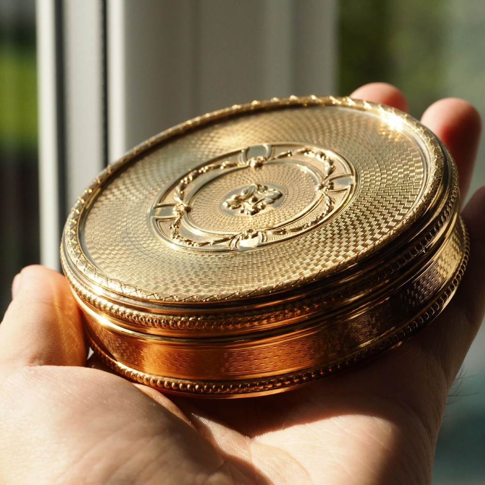 Antique French Large Solid Silver Gilt Circular Snuff Box/Tobacco Box - French 19th c. View XIII
