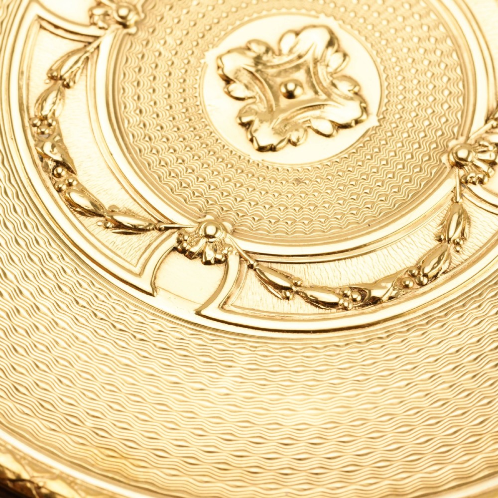 Antique French Large Solid Silver Gilt Circular Snuff Box/Tobacco Box - French 19th c. View XIX