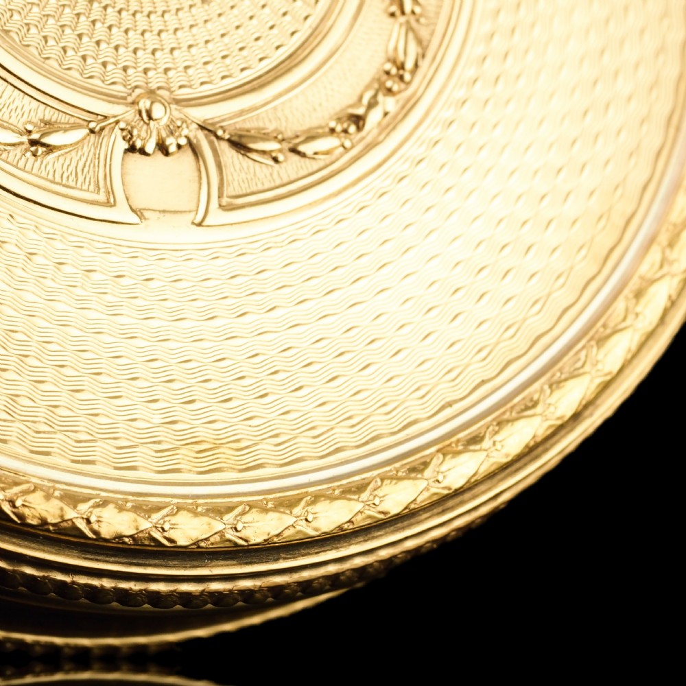 Antique French Large Solid Silver Gilt Circular Snuff Box/Tobacco Box - French 19th c. View XX