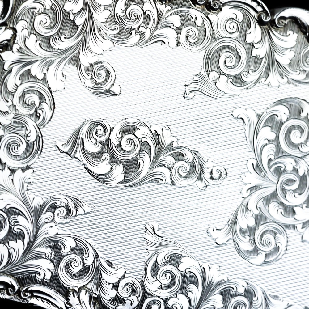 Antique Victorian Solid Silver Card Case Exquisite Engravings - 1844 View IV