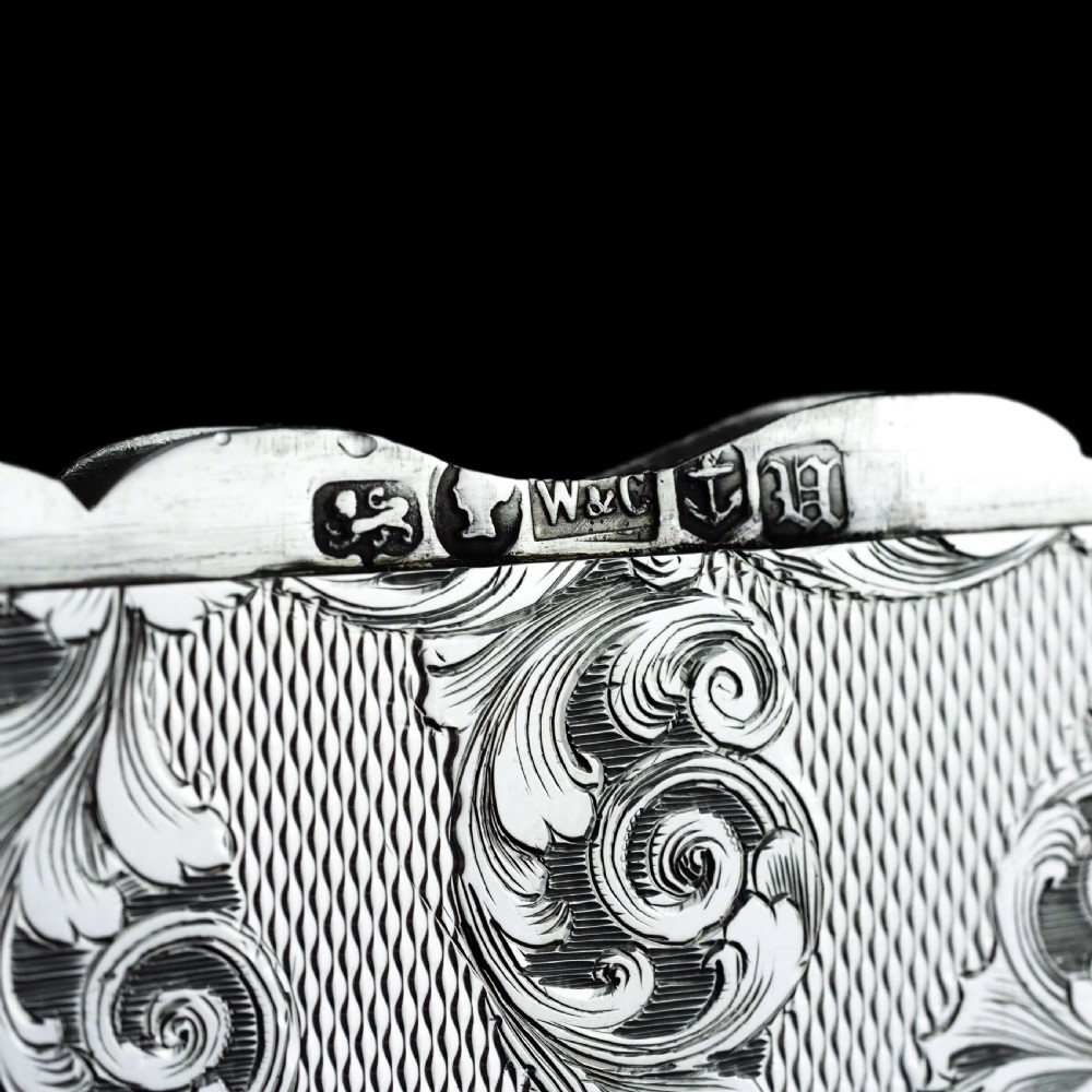 Antique Victorian Solid Silver Card Case Exquisite Engravings - 1844 View VI