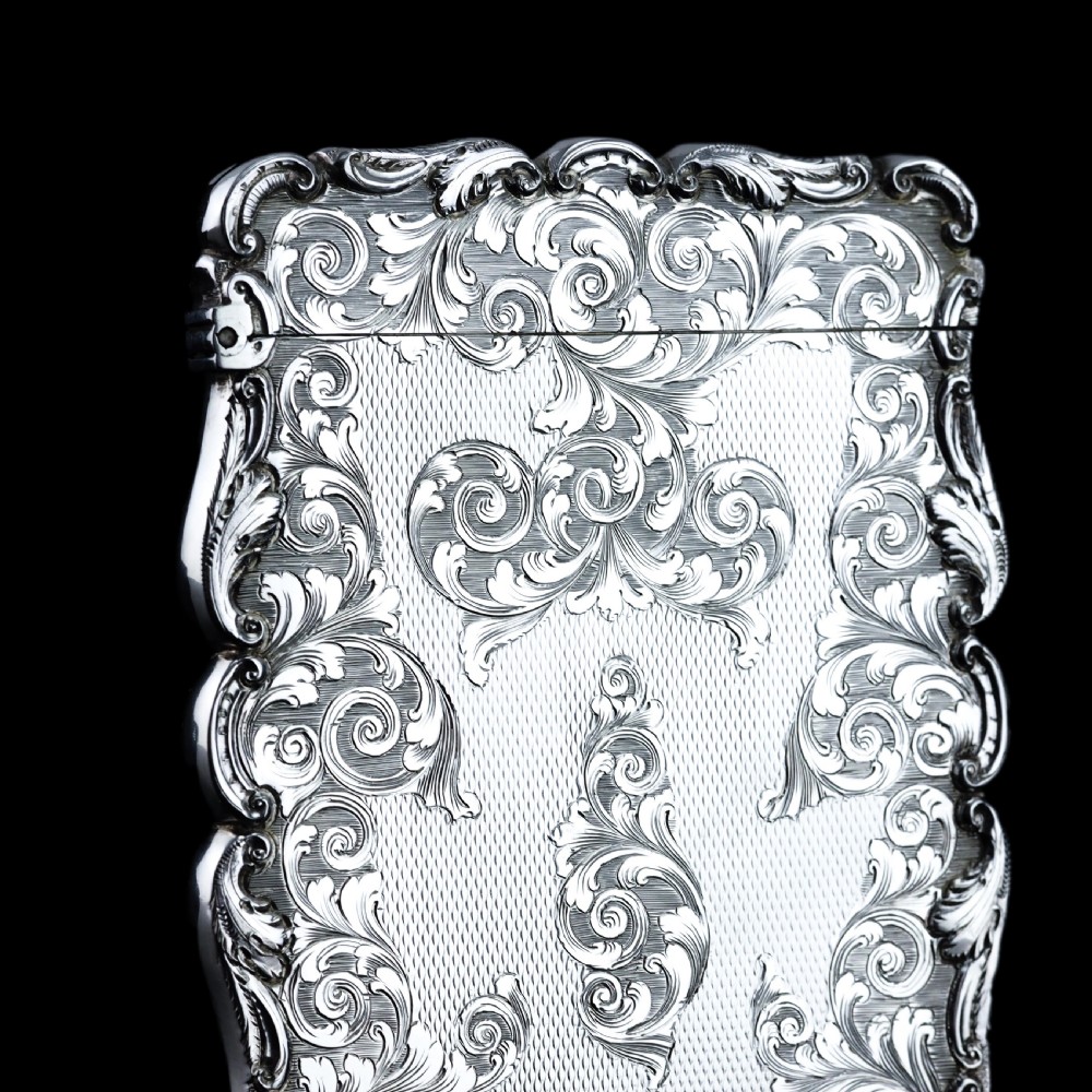 Antique Victorian Solid Silver Card Case Exquisite Engravings - 1844 View IX
