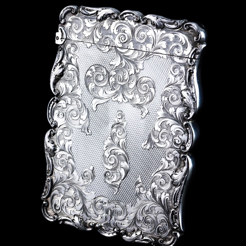 Antique Victorian Solid Silver Card Case Exquisite Engravings - 1844 View XI