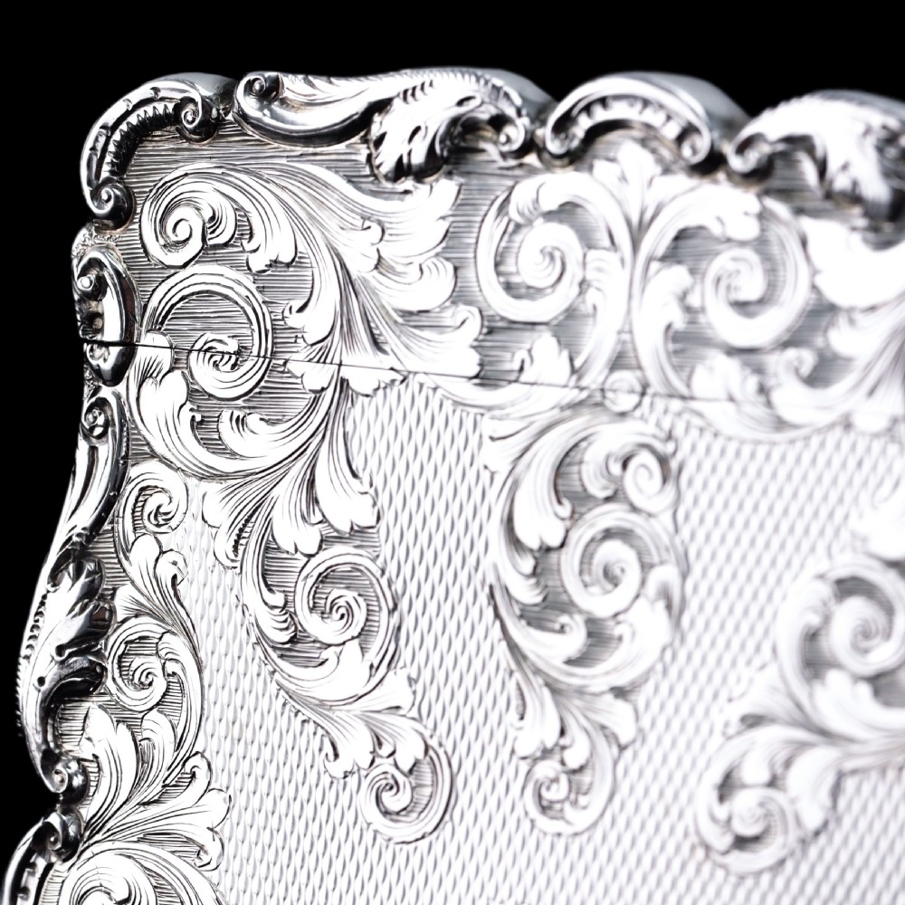 Antique Victorian Solid Silver Card Case Exquisite Engravings - 1844 View XIII