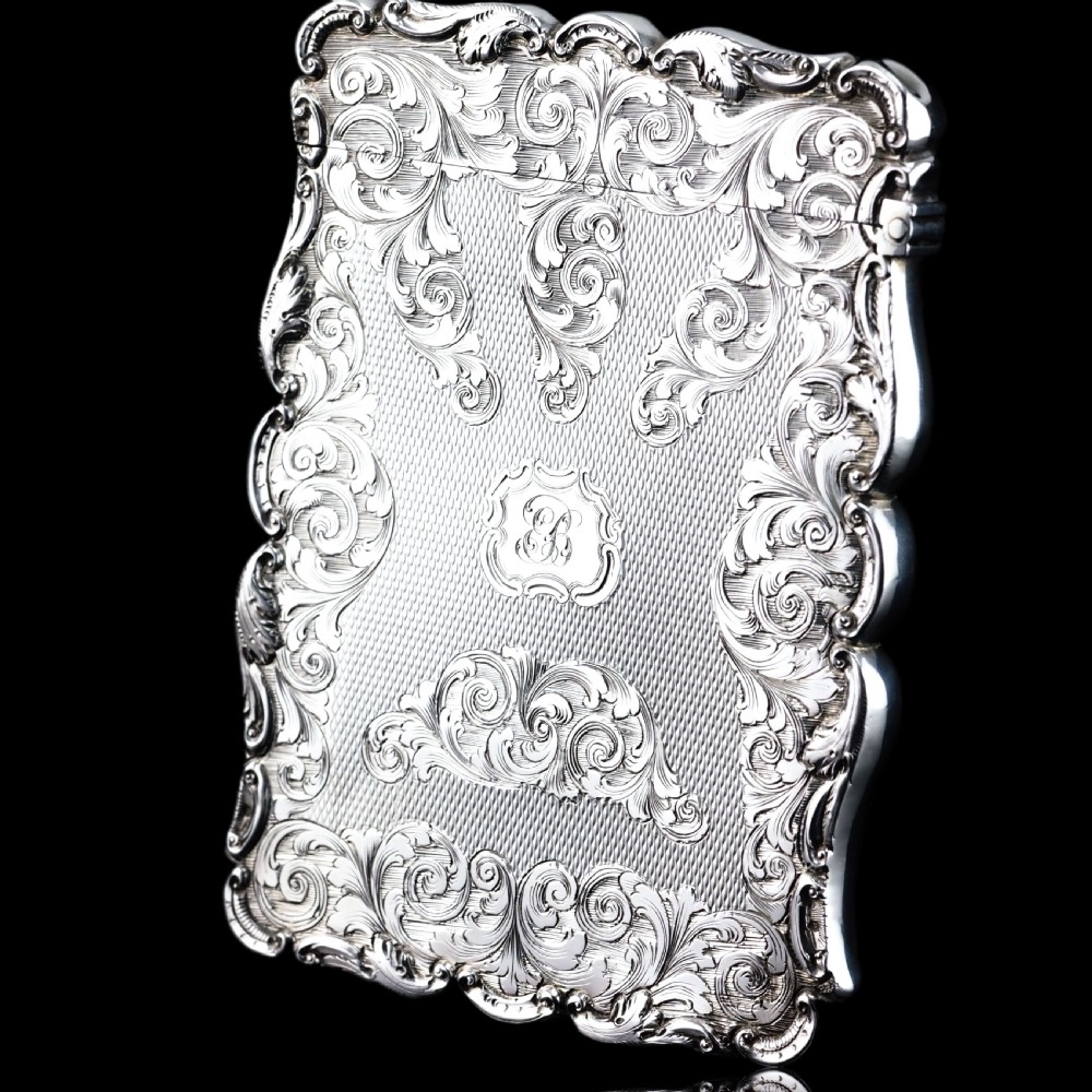 Antique Victorian Solid Silver Card Case Exquisite Engravings - 1844 View XIV
