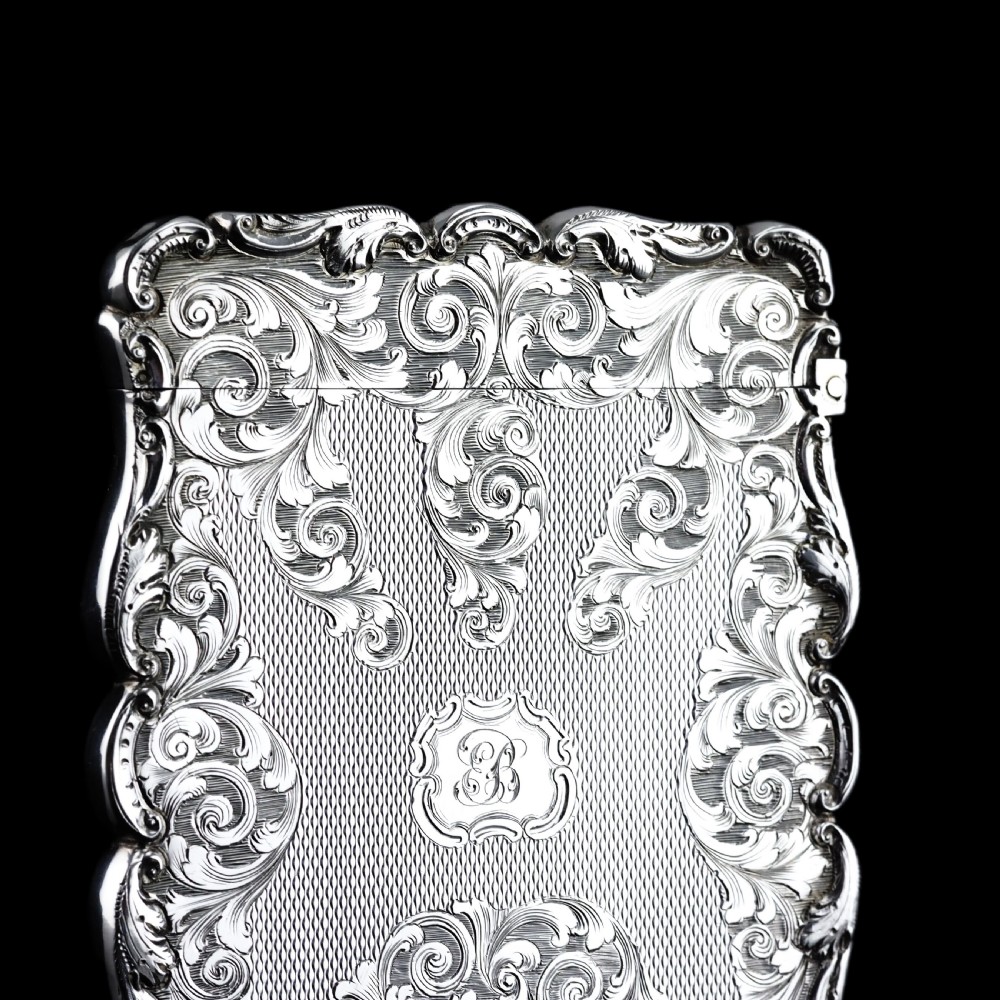 Antique Victorian Solid Silver Card Case Exquisite Engravings - 1844 View XVIII