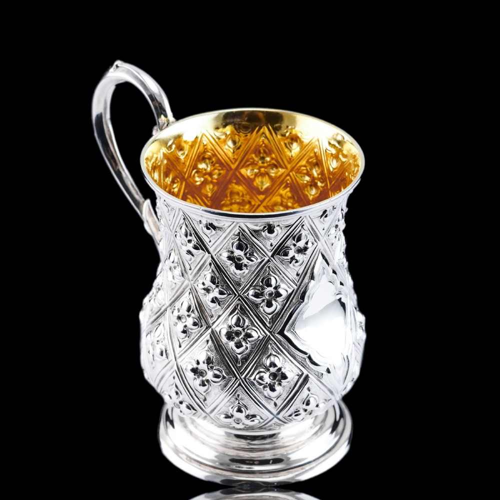 Antique Victorian Solid Silver Mug Abercorn/Pineapple Design - Martin Hall & Co 1868 View XIII
