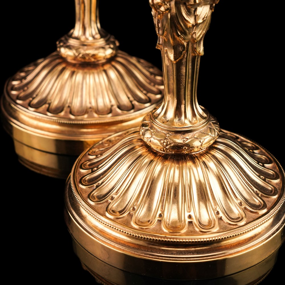 Antique Solid Silver Gilt Candlesticks Figural/Caryatid Design - J.C. Klinkosch c.1870 View XIII