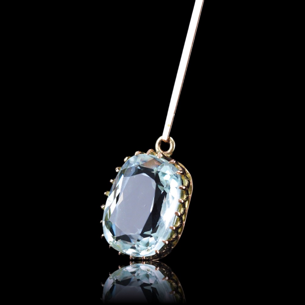 Antique Edwardian Aquamarine Necklace Lavalier Double Drop Design 9ct Gold - c.1900 View XV