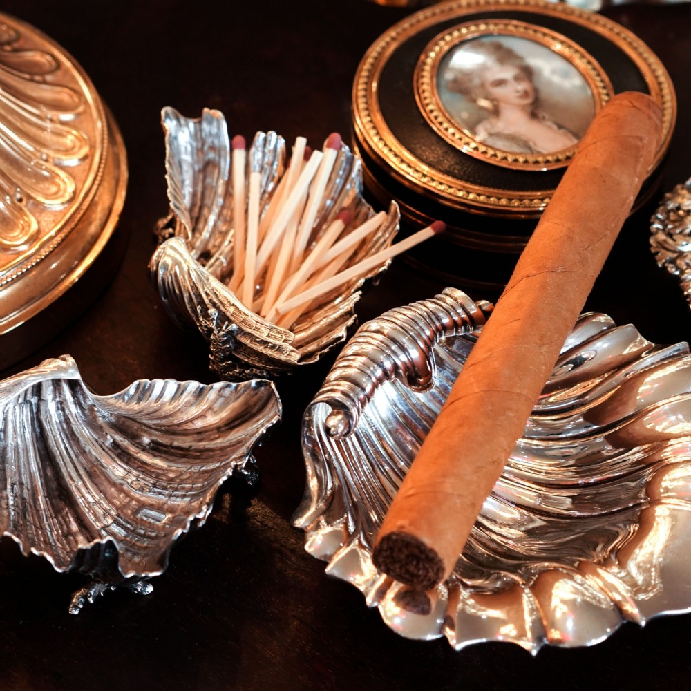 Antique Victorian Solid Silver Salt/Butter Dish Pair, Cast Shell Giant Clam Design - Stephen Smith 1866 View XV