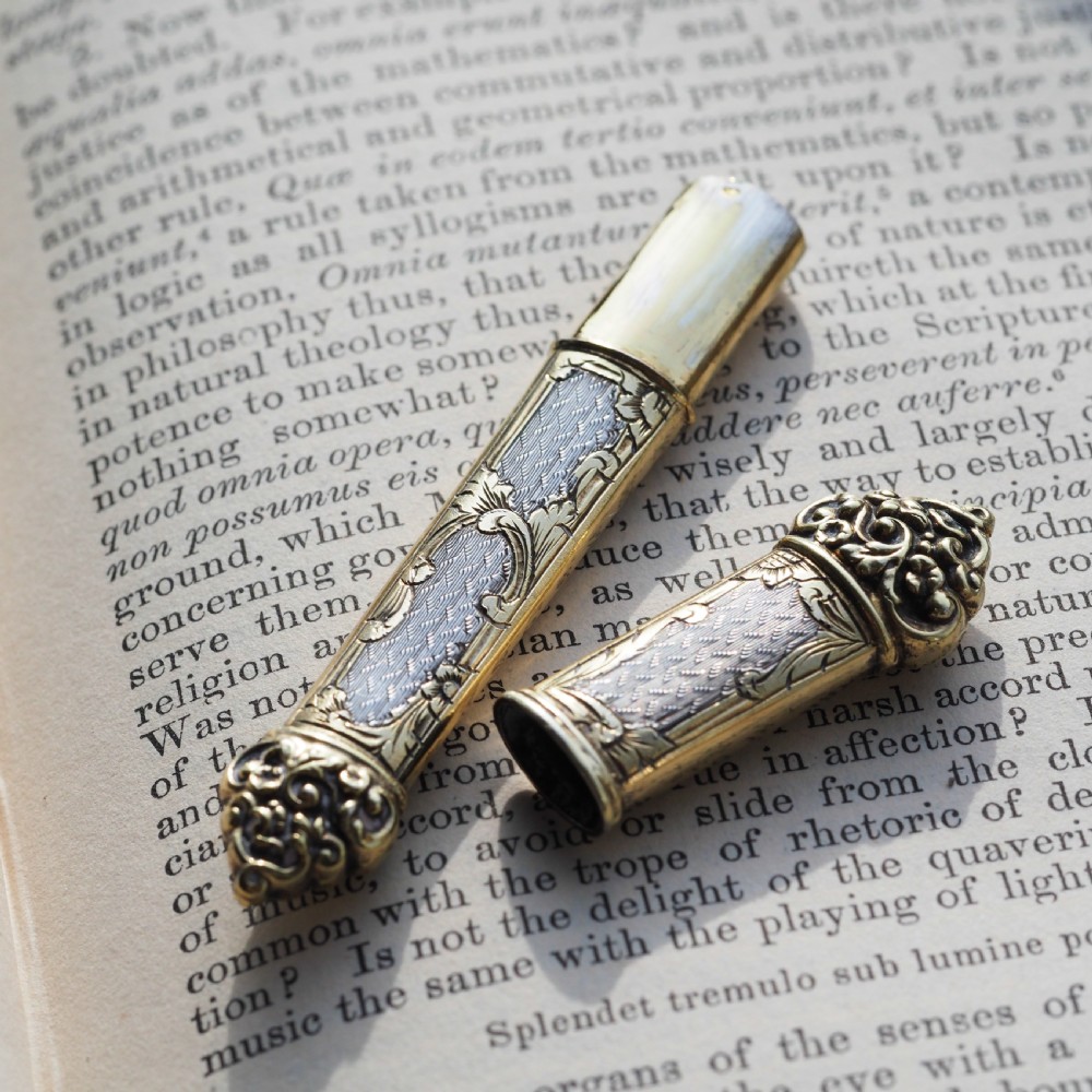 Antique French Silver Etui Parcel Gilt Fine Engravings & Engine Turning - 19th C. View II