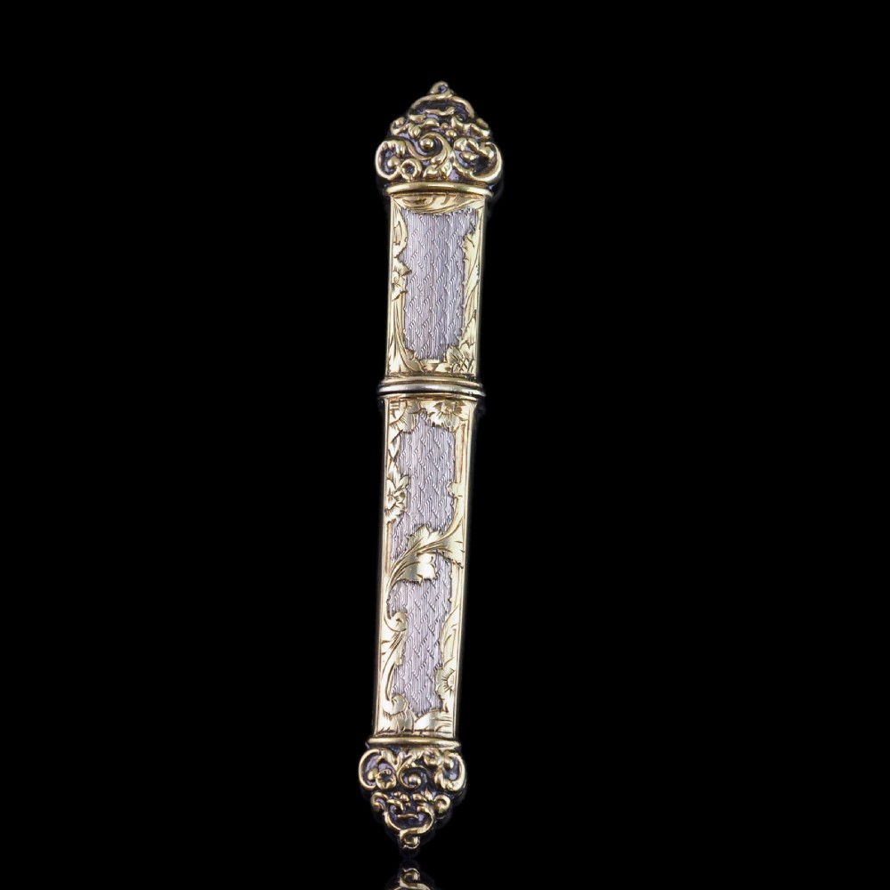 Antique French Silver Etui Parcel Gilt Fine Engravings & Engine Turning - 19th C. View XIV