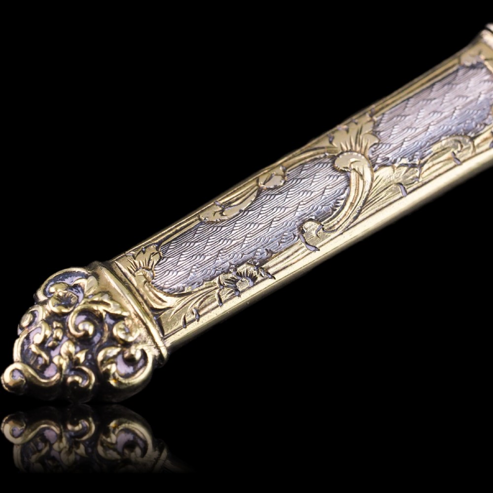 Antique French Silver Etui Parcel Gilt Fine Engravings & Engine Turning - 19th C. View XVI