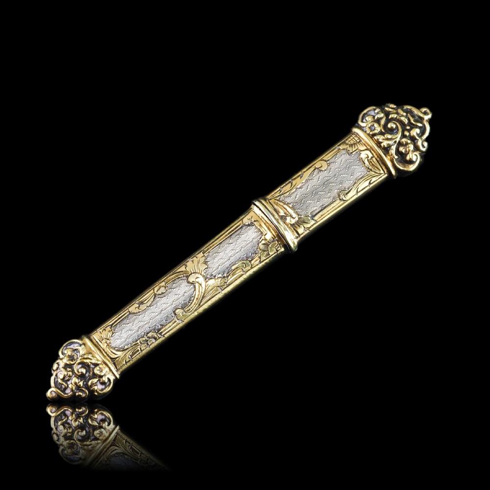 Antique French Silver Etui Parcel Gilt Fine Engravings & Engine Turning - 19th C. View XVIII
