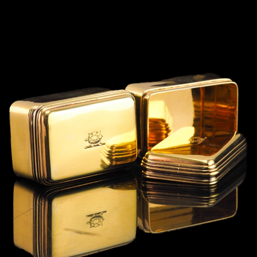 Antique Georgian Solid Silver Gilt Lidded Box/Snuff Box Pair - Archibald Douglas 1827