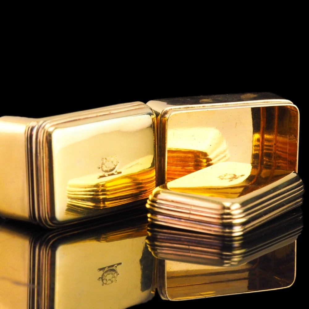 Antique Georgian Solid Silver Gilt Lidded Box/Snuff Box Pair - Archibald Douglas 1827 View II
