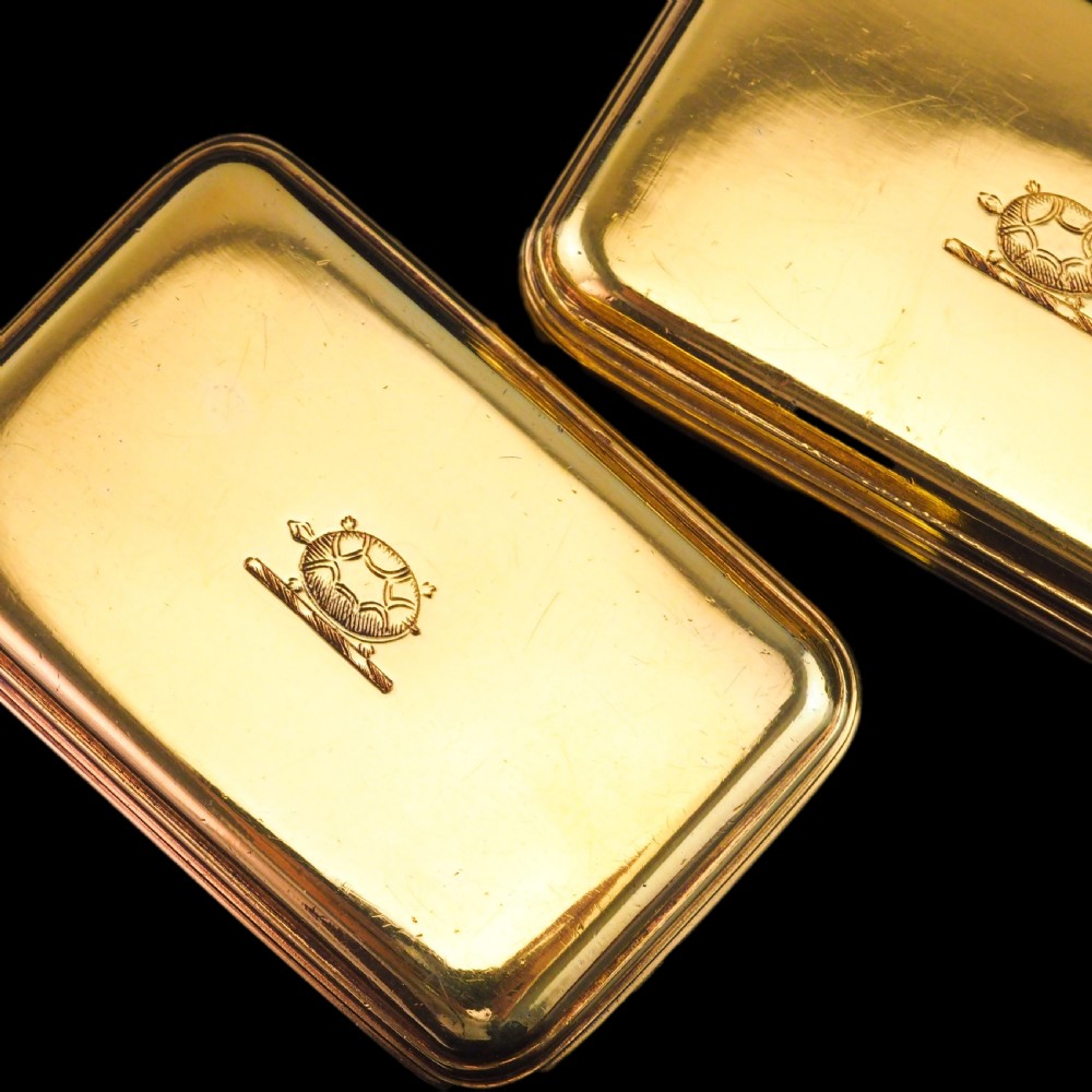 Antique Georgian Solid Silver Gilt Lidded Box/Snuff Box Pair - Archibald Douglas 1827 View IV