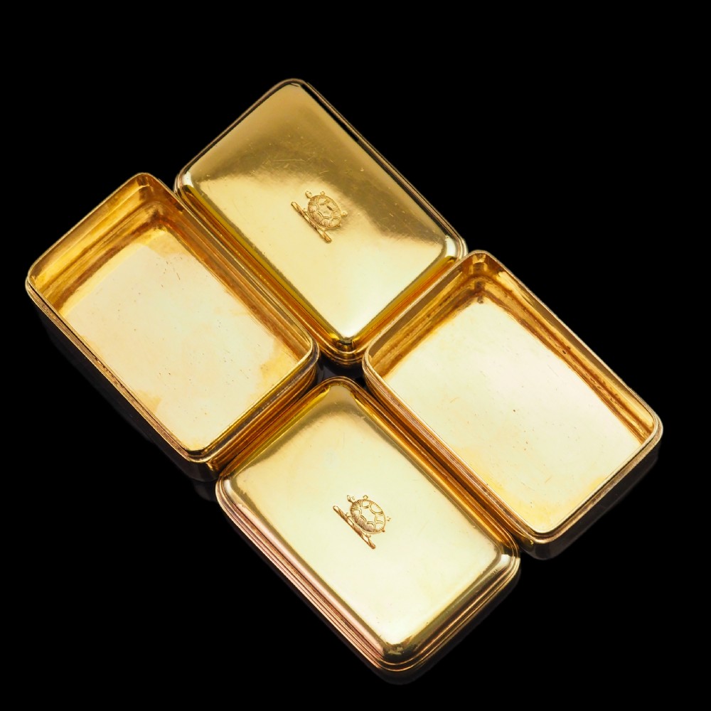 Antique Georgian Solid Silver Gilt Lidded Box/Snuff Box Pair - Archibald Douglas 1827 View VIII
