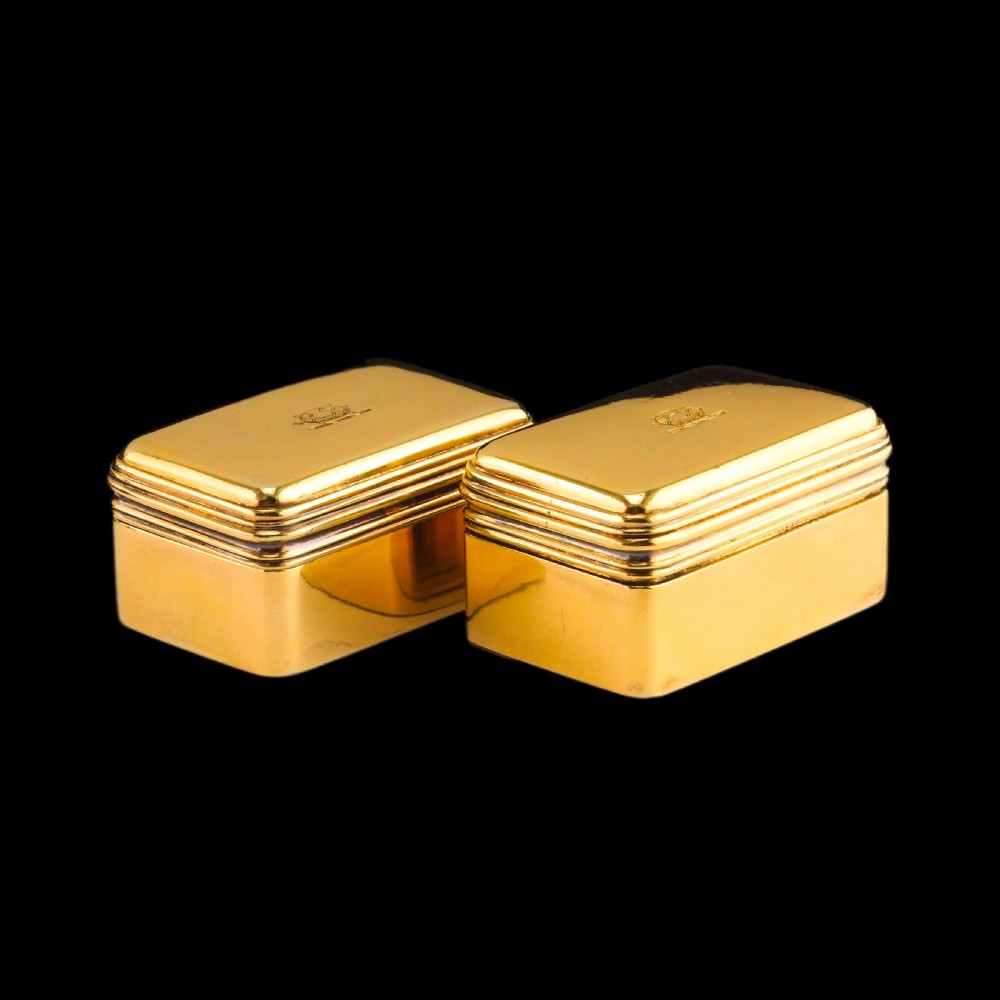 Antique Georgian Solid Silver Gilt Lidded Box/Snuff Box Pair - Archibald Douglas 1827 View XI