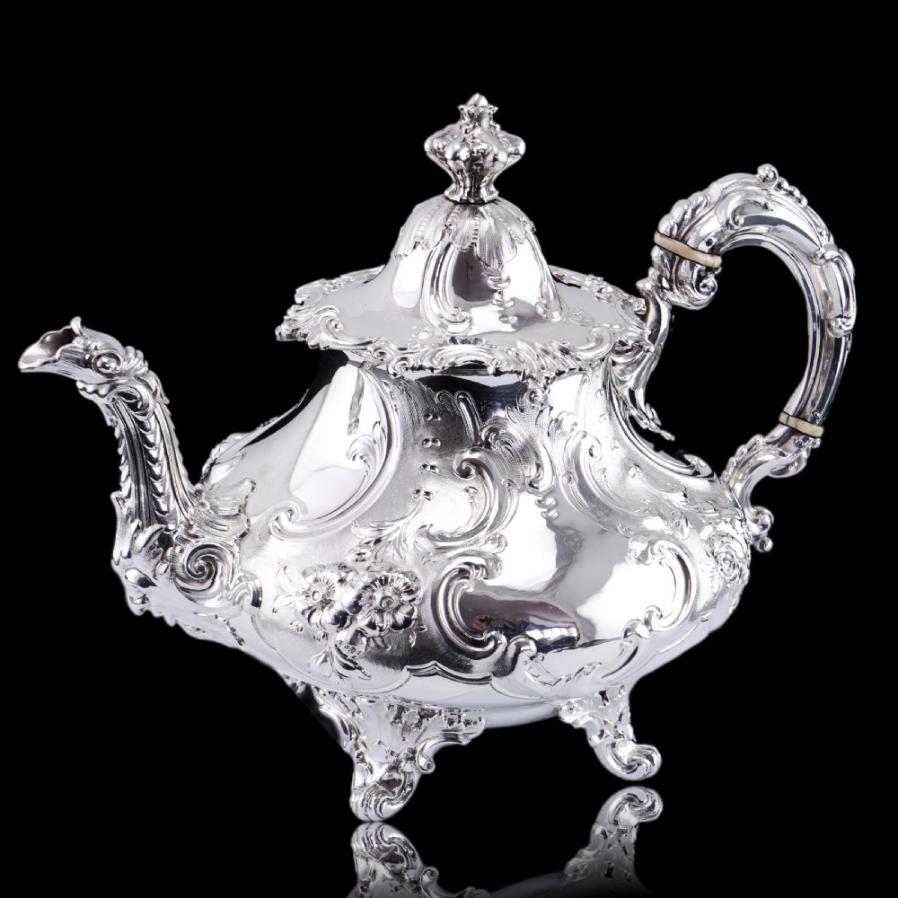 Antique Victorian Solid Silver Teapot in Louis XV Rococo Style - Barnard 1854 View XIV