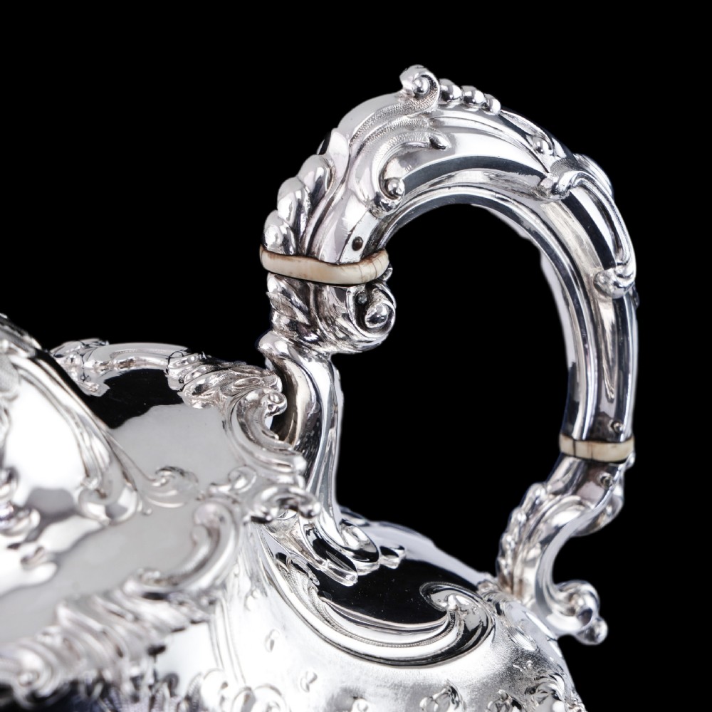 Antique Victorian Solid Silver Teapot in Louis XV Rococo Style - Barnard 1854 View XV