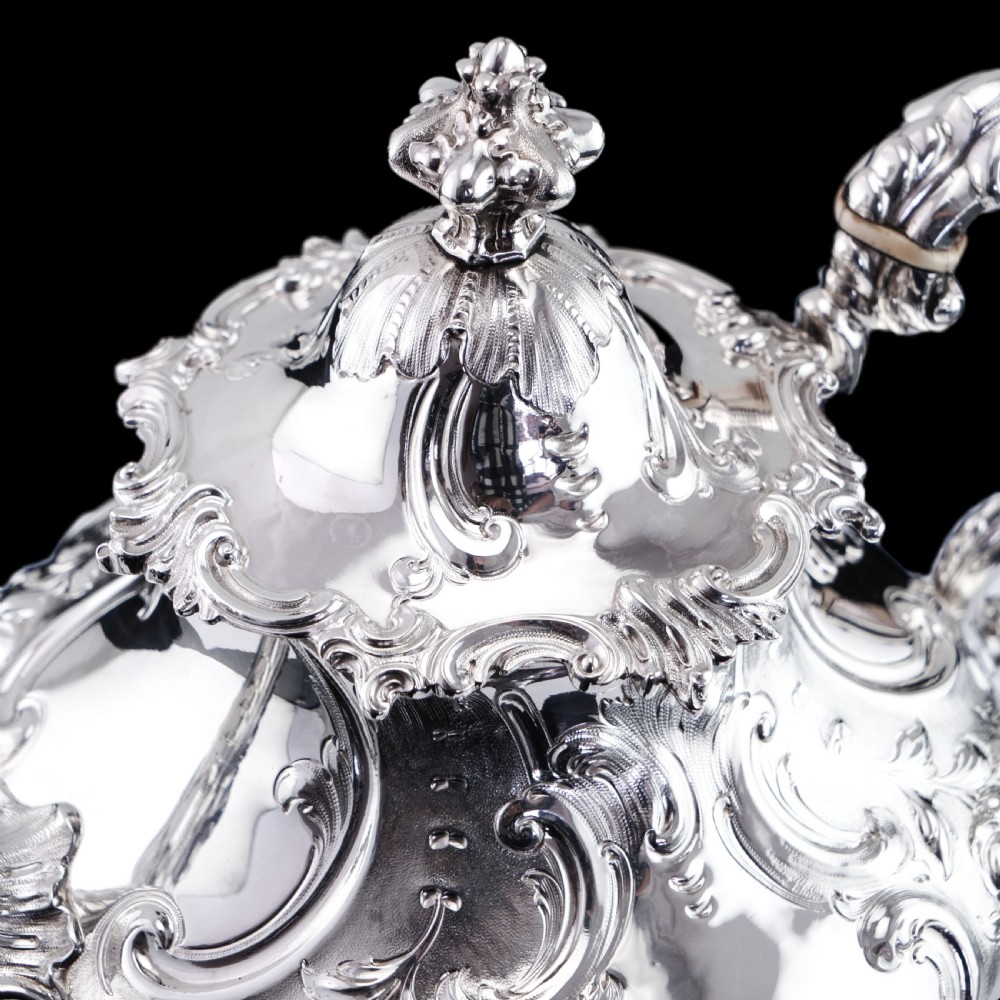 Antique Victorian Solid Silver Teapot in Louis XV Rococo Style - Barnard 1854 View XVI