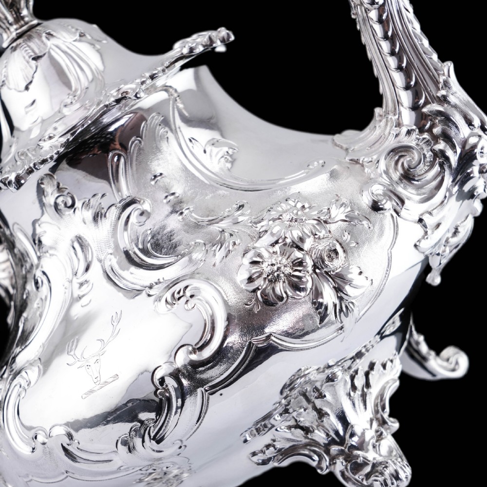 Antique Victorian Solid Silver Teapot in Louis XV Rococo Style - Barnard 1854 View XX