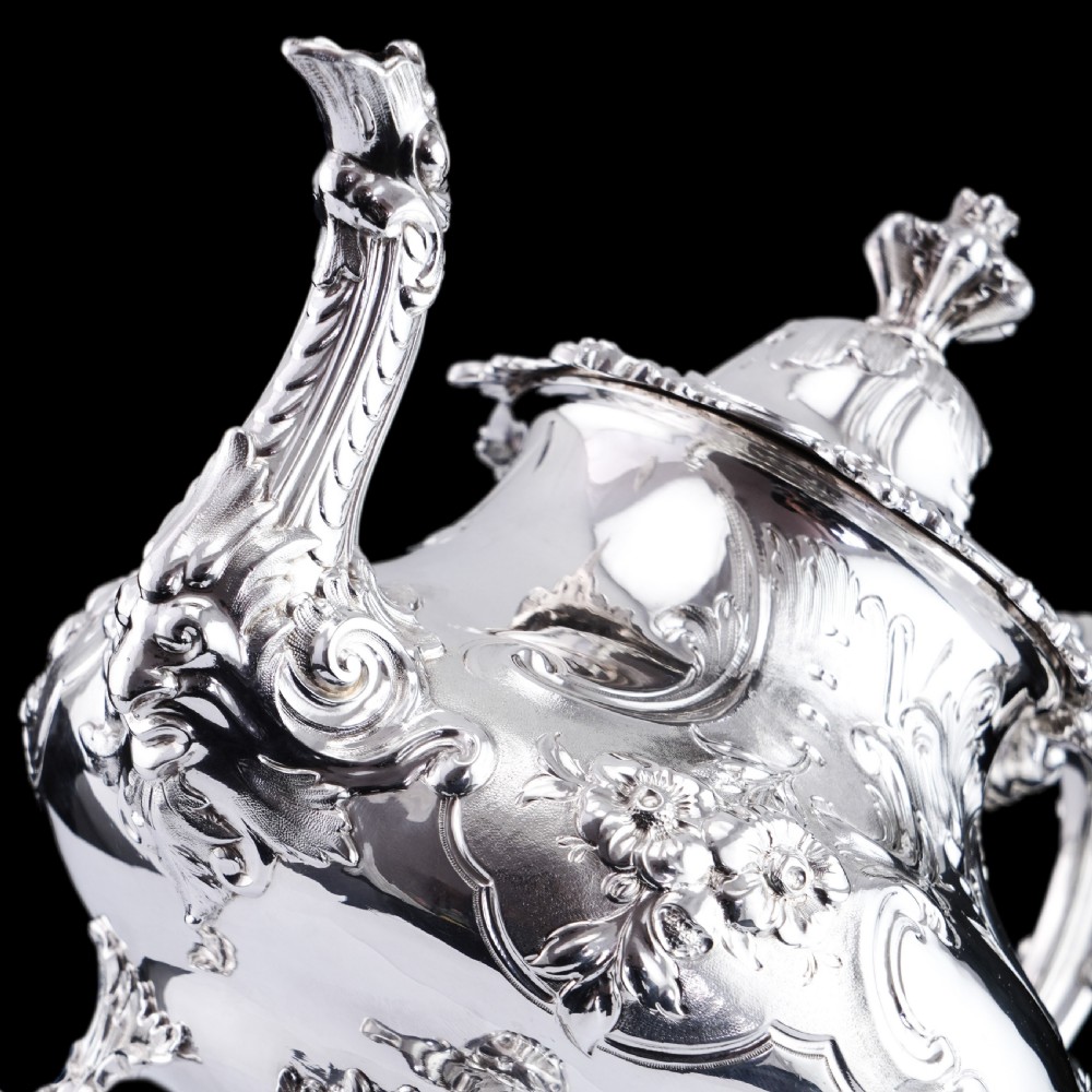 Antique Victorian Solid Silver Teapot in Louis XV Rococo Style - Barnard 1854 View XXI