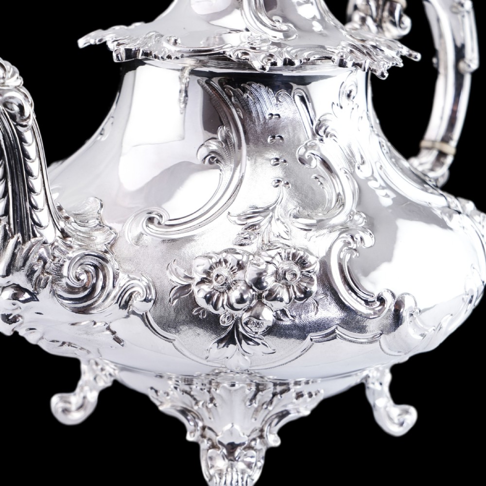 Antique Victorian Solid Silver Teapot in Louis XV Rococo Style - Barnard 1854 View XXII