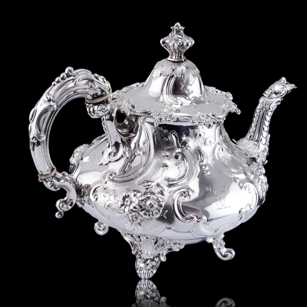 Antique Victorian Solid Silver Teapot in Louis XV Rococo Style - Barnard 1854 View XXIII
