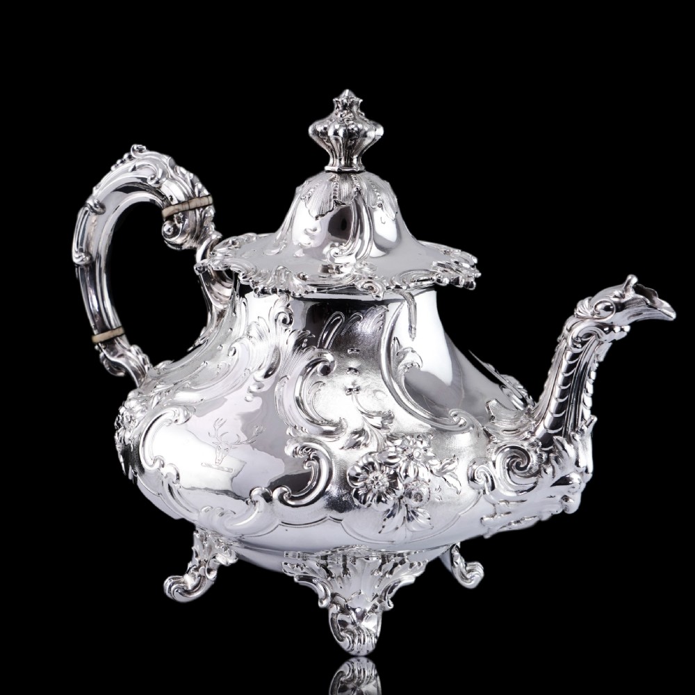 Antique Victorian Solid Silver Teapot in Louis XV Rococo Style - Barnard 1854 View XXIV