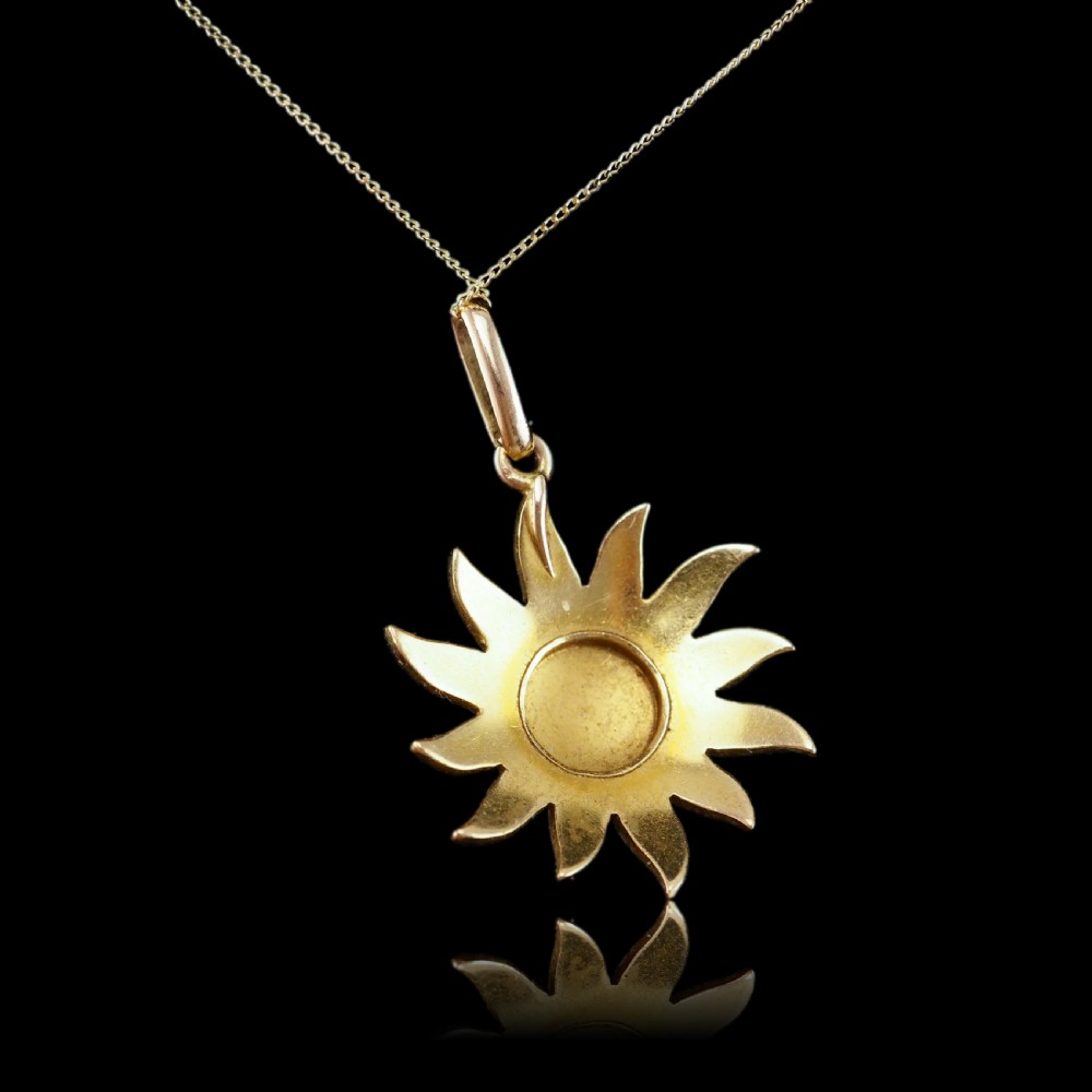 Antique Victorian Pearl Star Pendant Necklace with Red Enamel 15K Gold - c.1900 View X