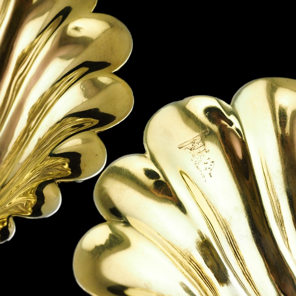 Antique Georgian Solid Silver Shell Salt/Butter Dishes Pair Rococo & Scalloped - London 1755 View XII
