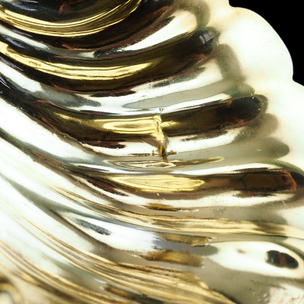 Antique Georgian Solid Silver Shell Salt/Butter Dishes Pair Rococo & Scalloped - London 1755 View XXVIII