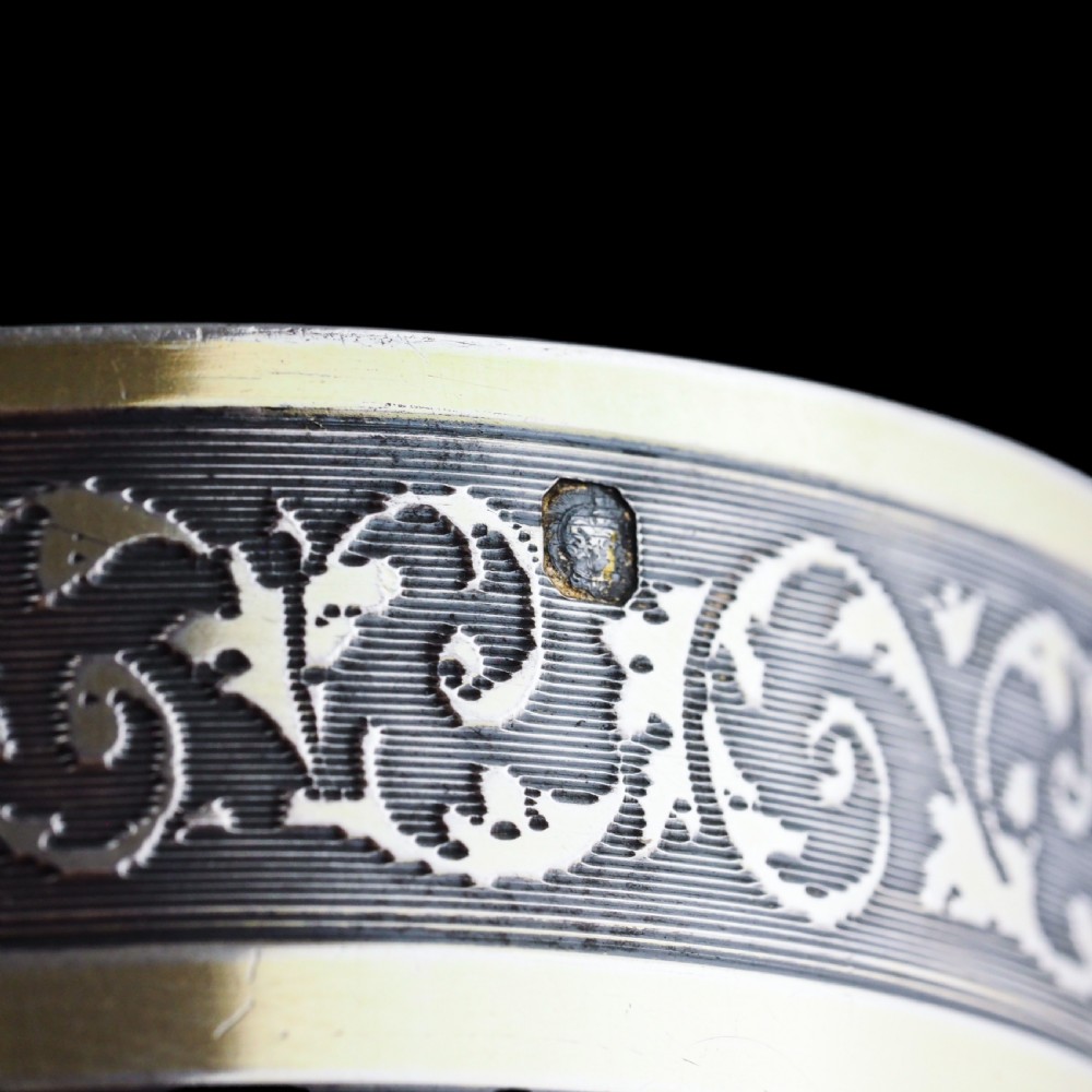 Antique French Solid Silver Parcel Gilt Beaker Cup, Engine Turned & Engraved 19th c. View IV