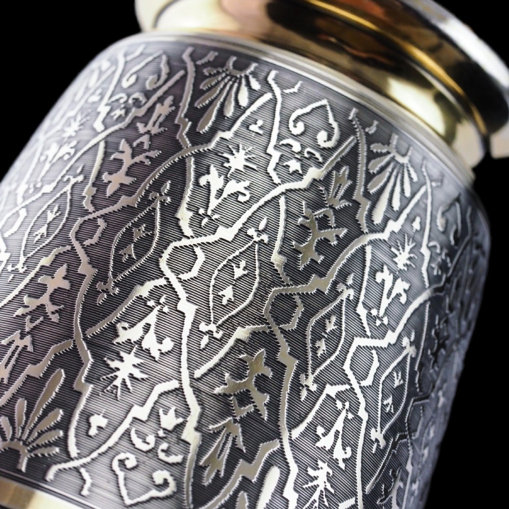Antique French Solid Silver Parcel Gilt Beaker Cup, Engine Turned & Engraved 19th c. View XXIX