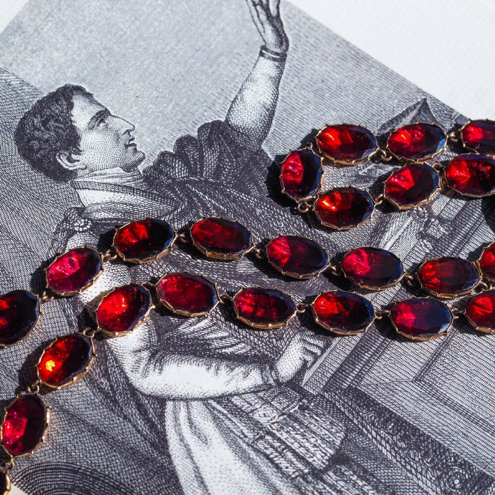 Antique Georgian/Victorian Garnet Riviere Necklace 9K Gold - Early 19th c. View IX